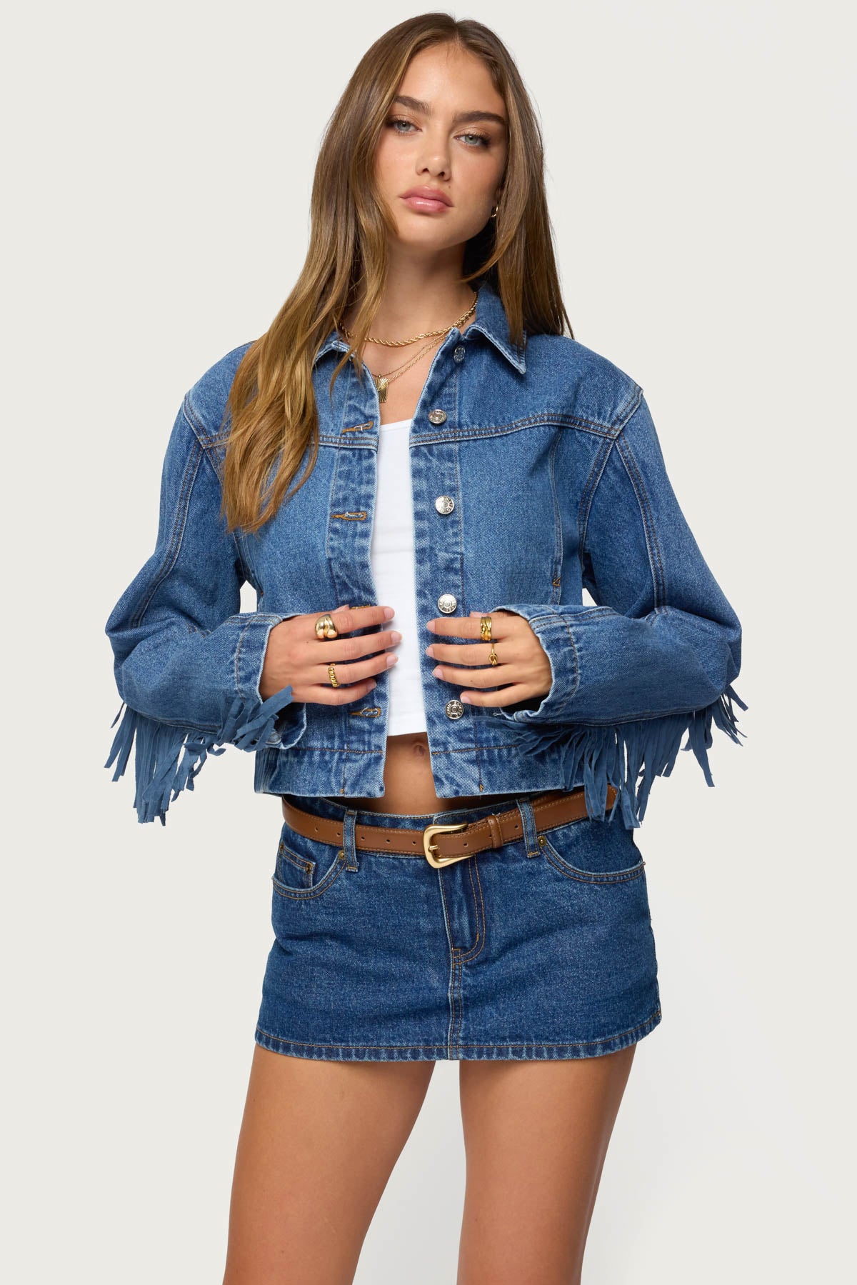 Maurice Fringed Denim Jacket-Milans Time