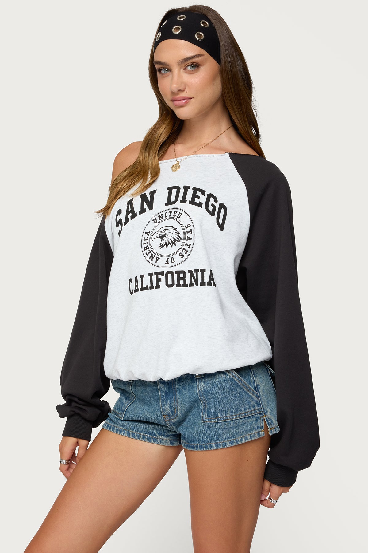San Diego Off Shoulder Raglan Sweatshirt-Milans Time