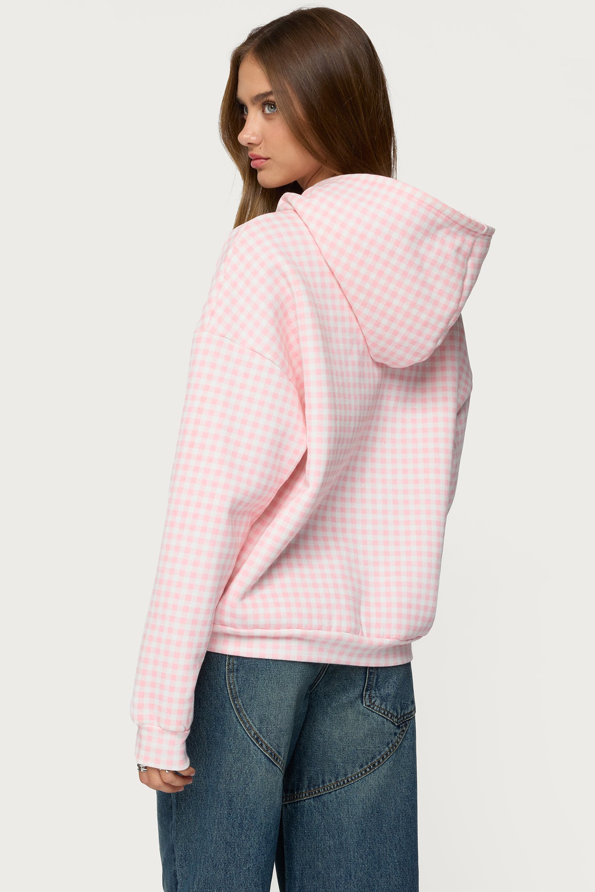 Milans Time Gingham Oversized Hoodie-Milans Time