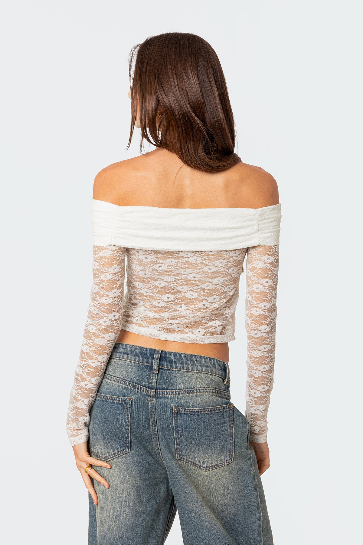 Elysia Fold Over Sheer Lace Top-Milans Time