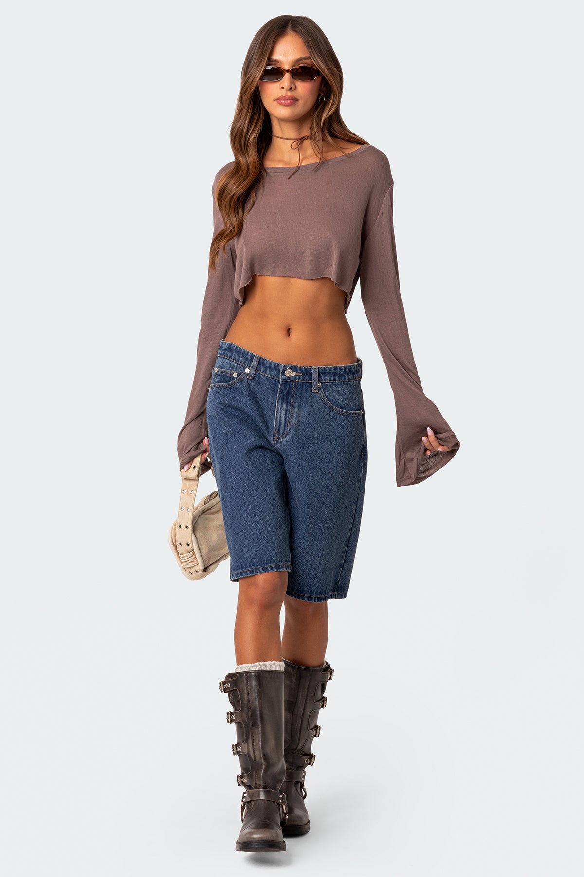 Sheer Raw Hem Crop Top-Milans Time