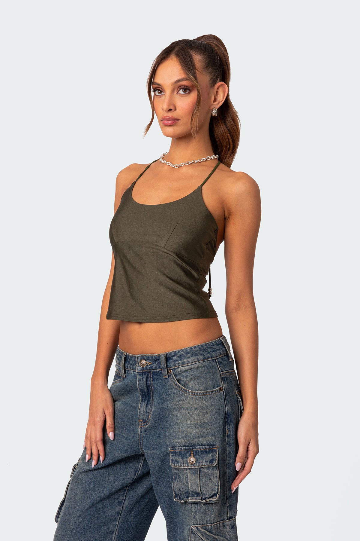Sara Back Cut Out Halter Top-Milans Time