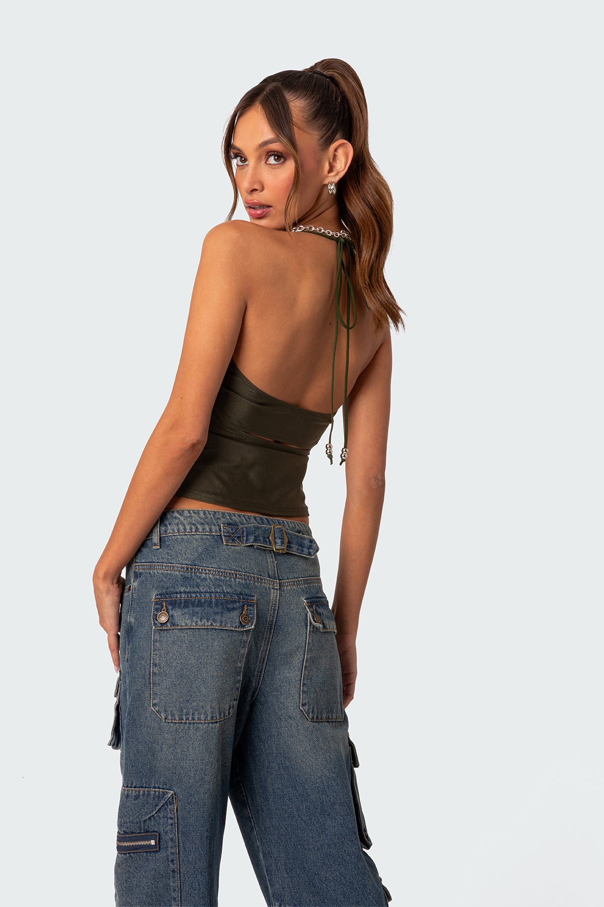 Sara Back Cut Out Halter Top-Milans Time