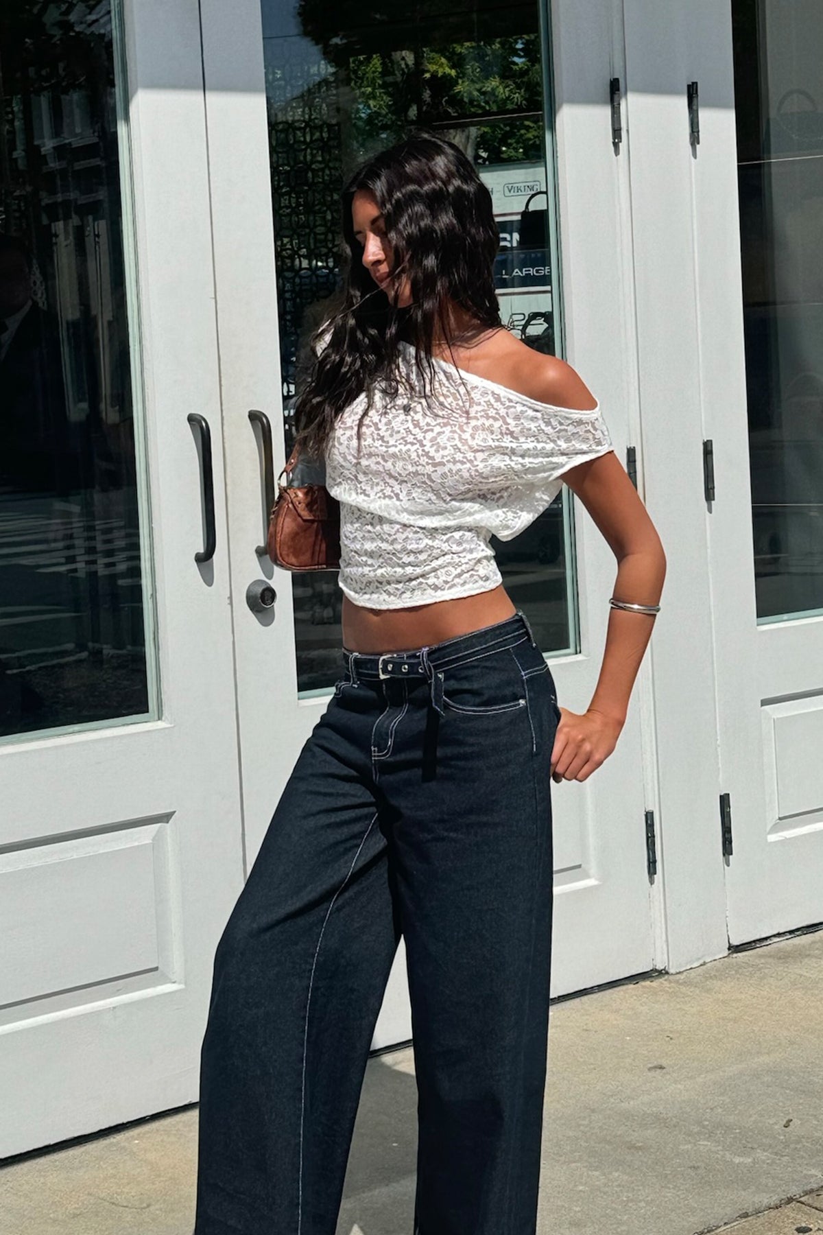 Kessa Sheer Lace Off Shoulder Top-Milans Time