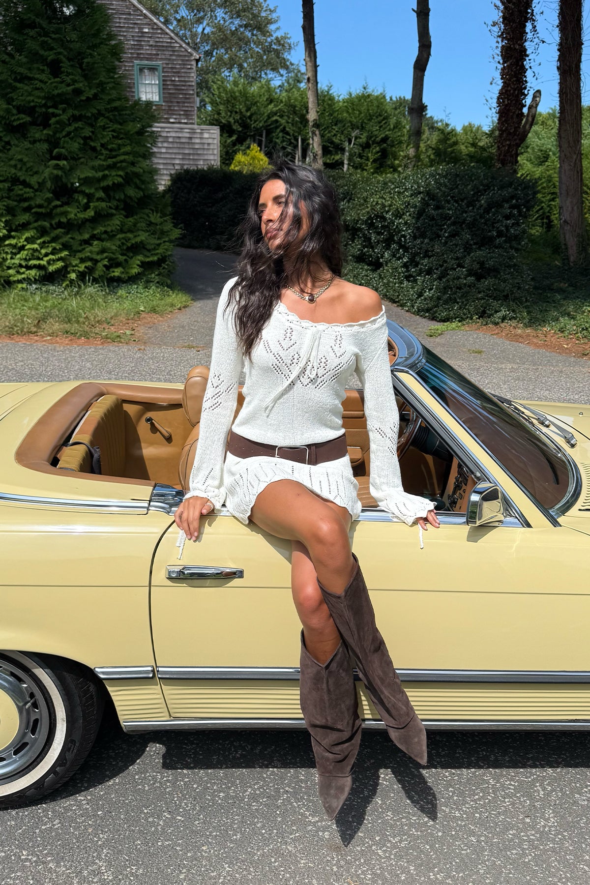 Shaia Pointelle Knit Mini Dress-Milans Time