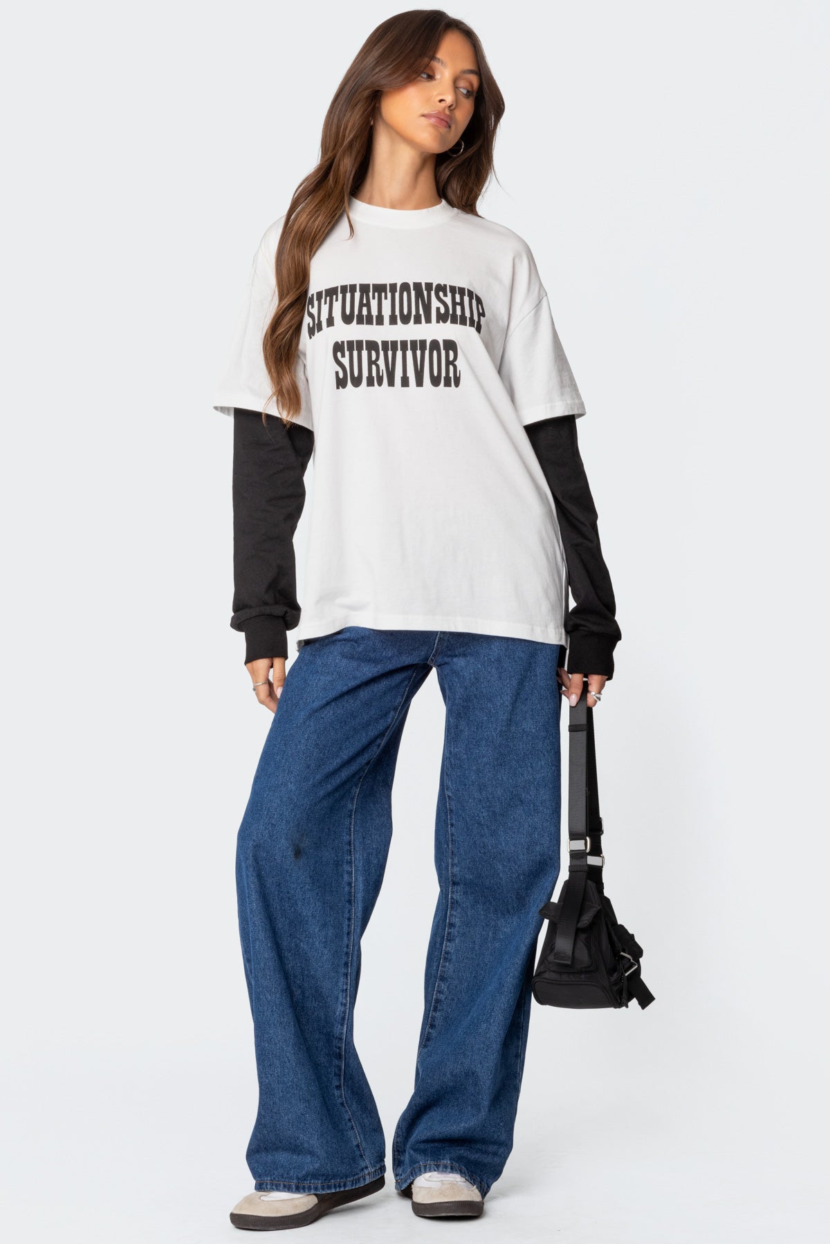 Situationship Oversized Layered T Shirt-Milans Time
