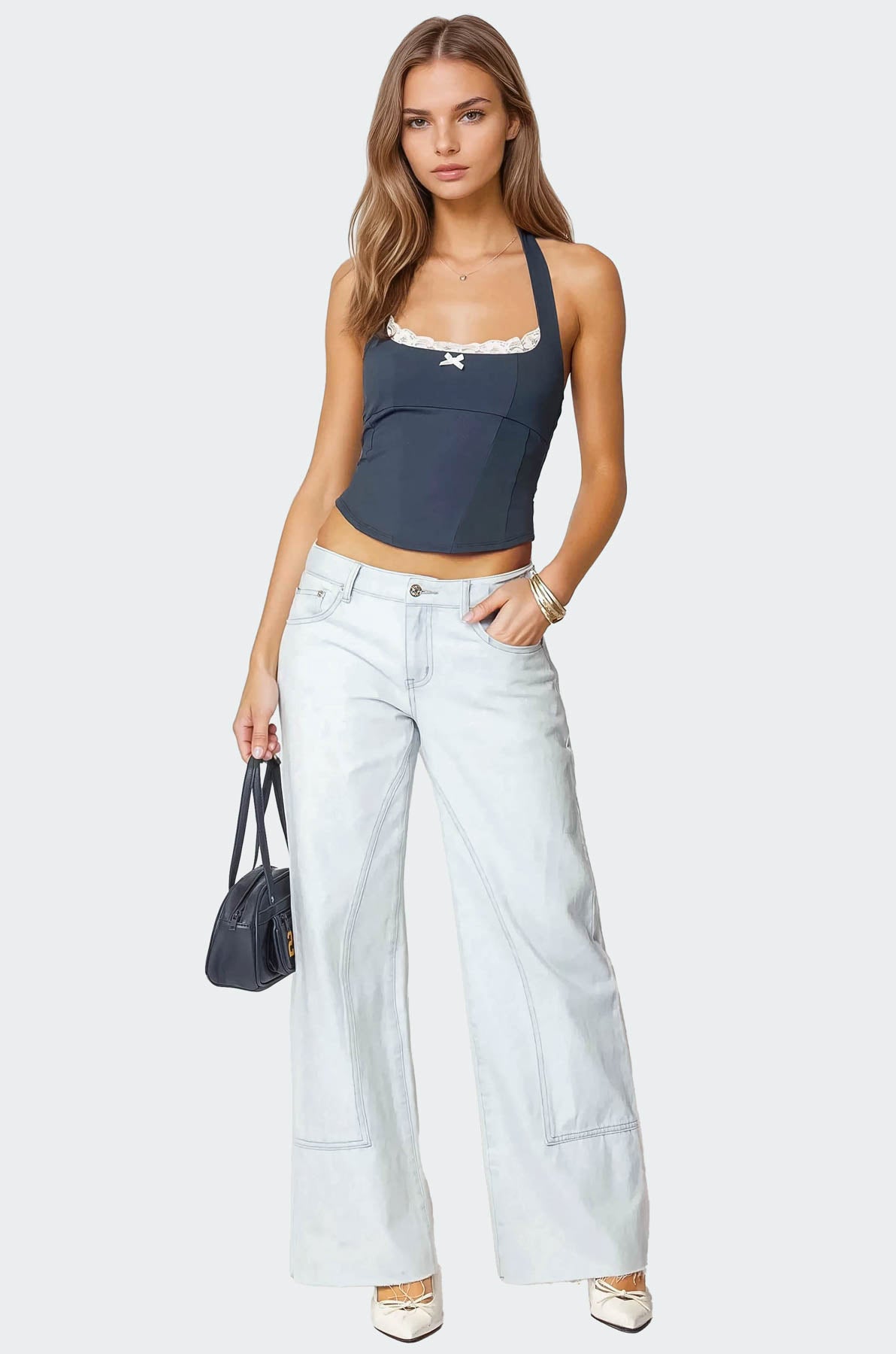 Peekaboo Lace Halter Bustier Top-Milans Time