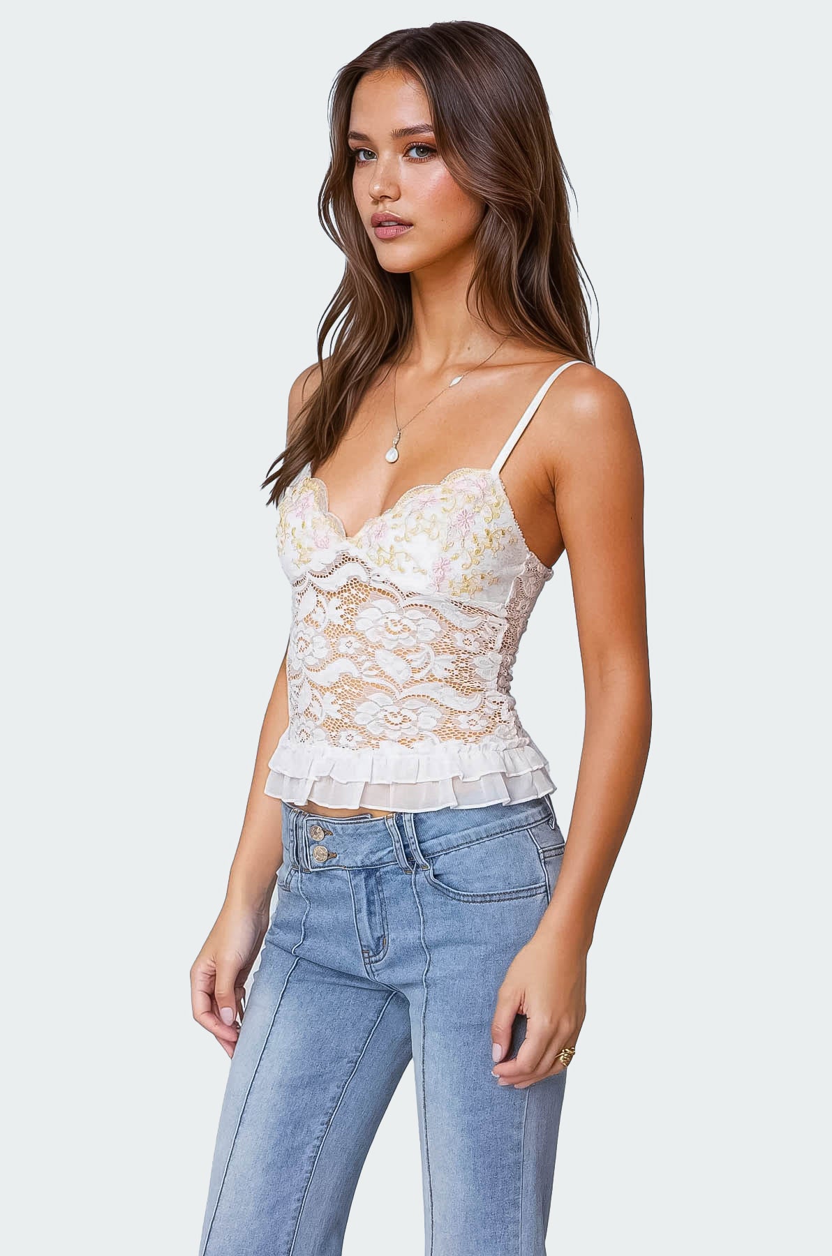 Torin Sheer Lace Tank Top-Milans Time