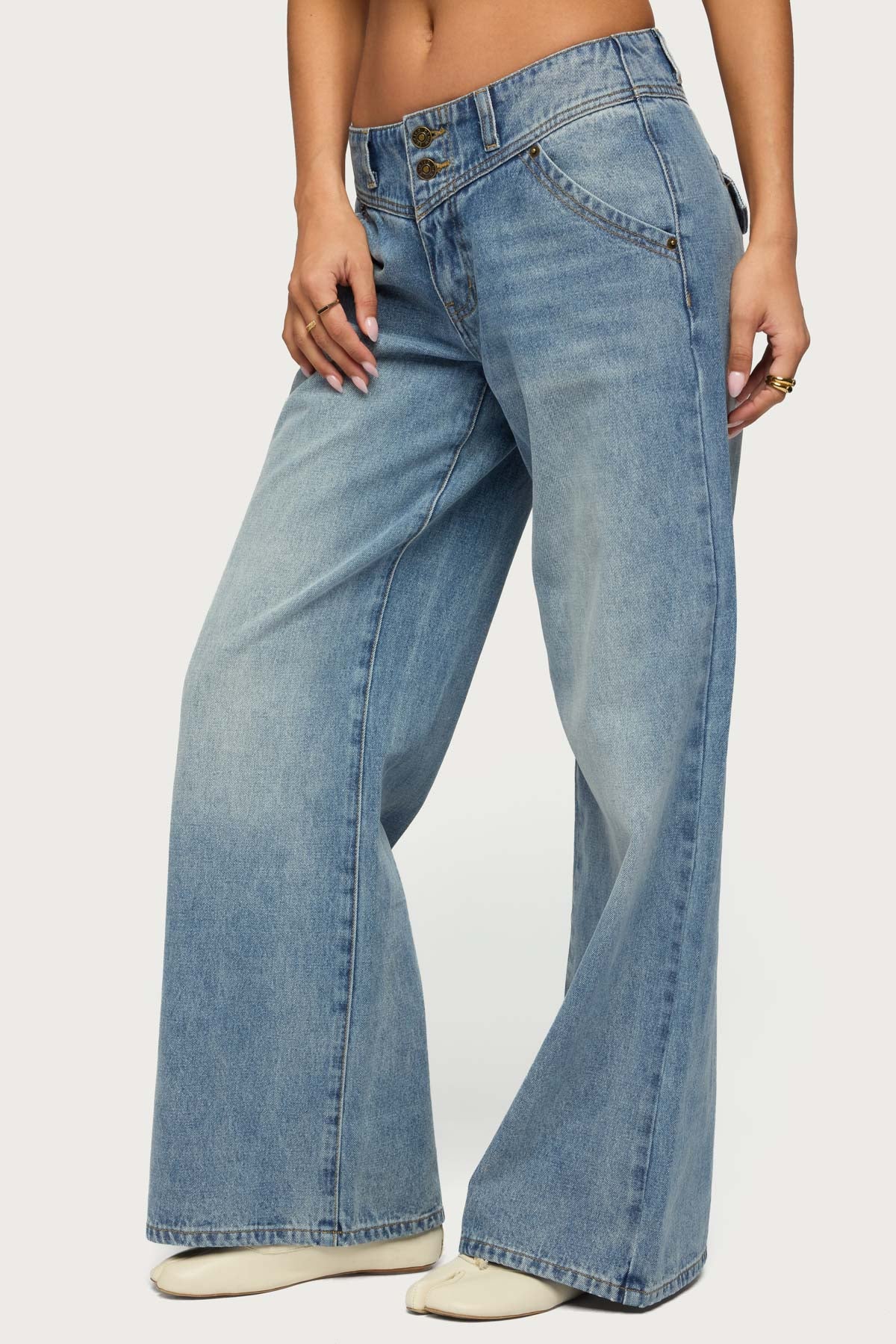 Meredith Low Rise Wide Leg Jeans-Milans Time