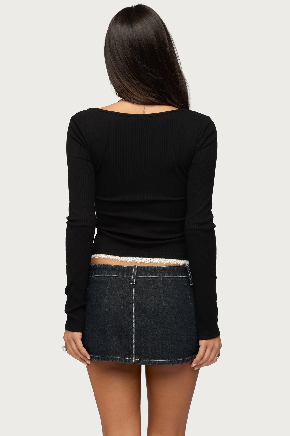 Joana Layered Lacey Henley Top-Milans Time