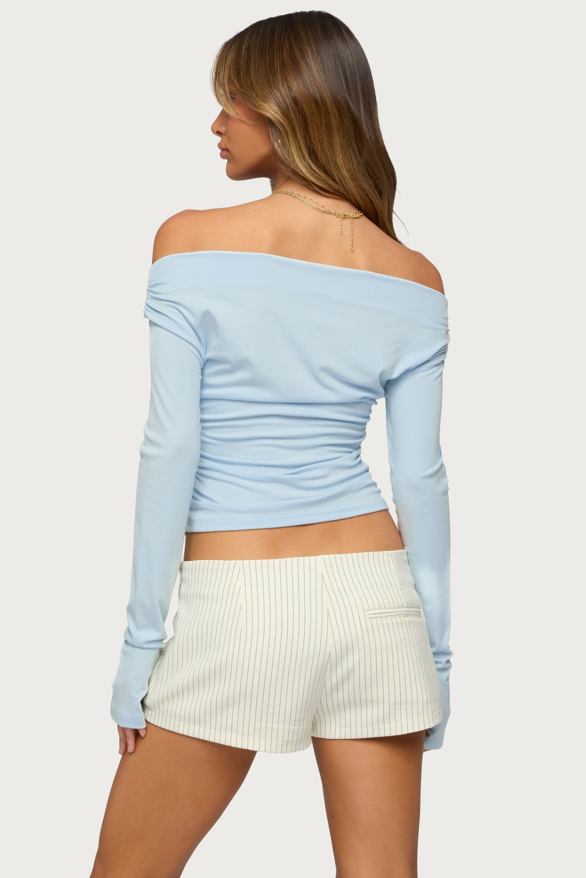Milane Ruched Off Shoulder Ribbed Top-Milans Time