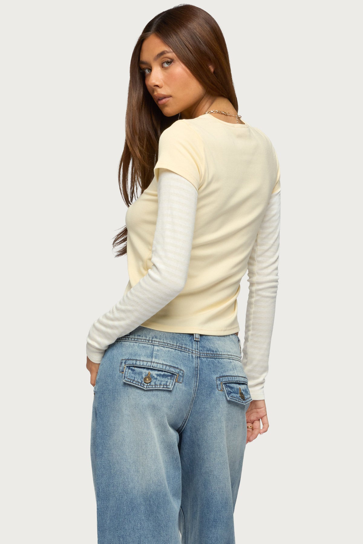 Stripey Layered Long Sleeve T Shirt-Milans Time