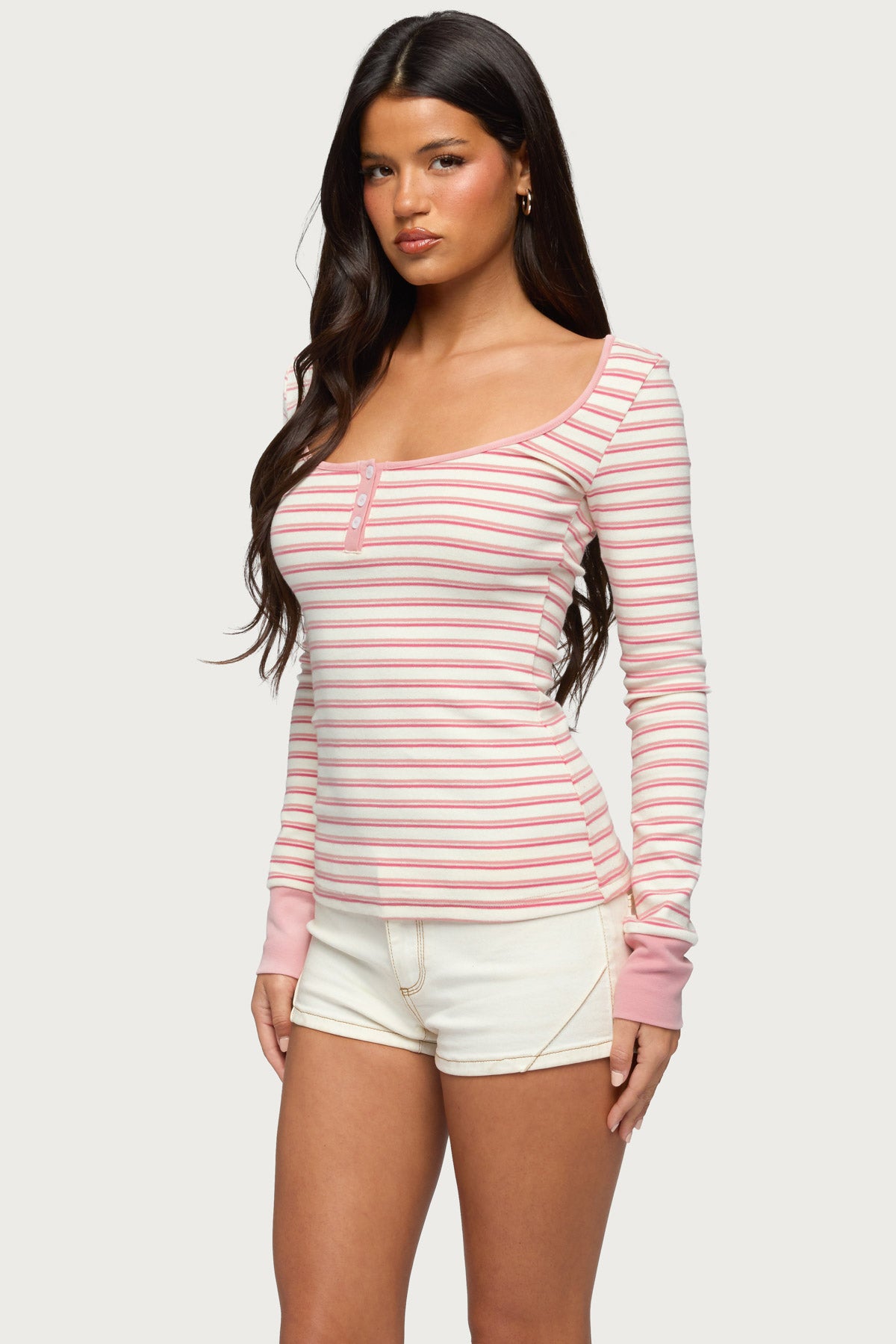Jaida Striped Henley Top-Milans Time