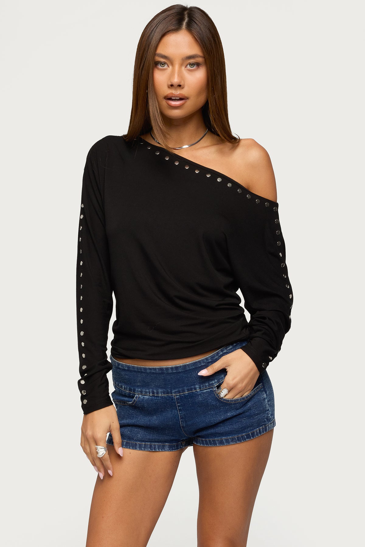 Paola Off Shoulder Stud Top-Milans Time