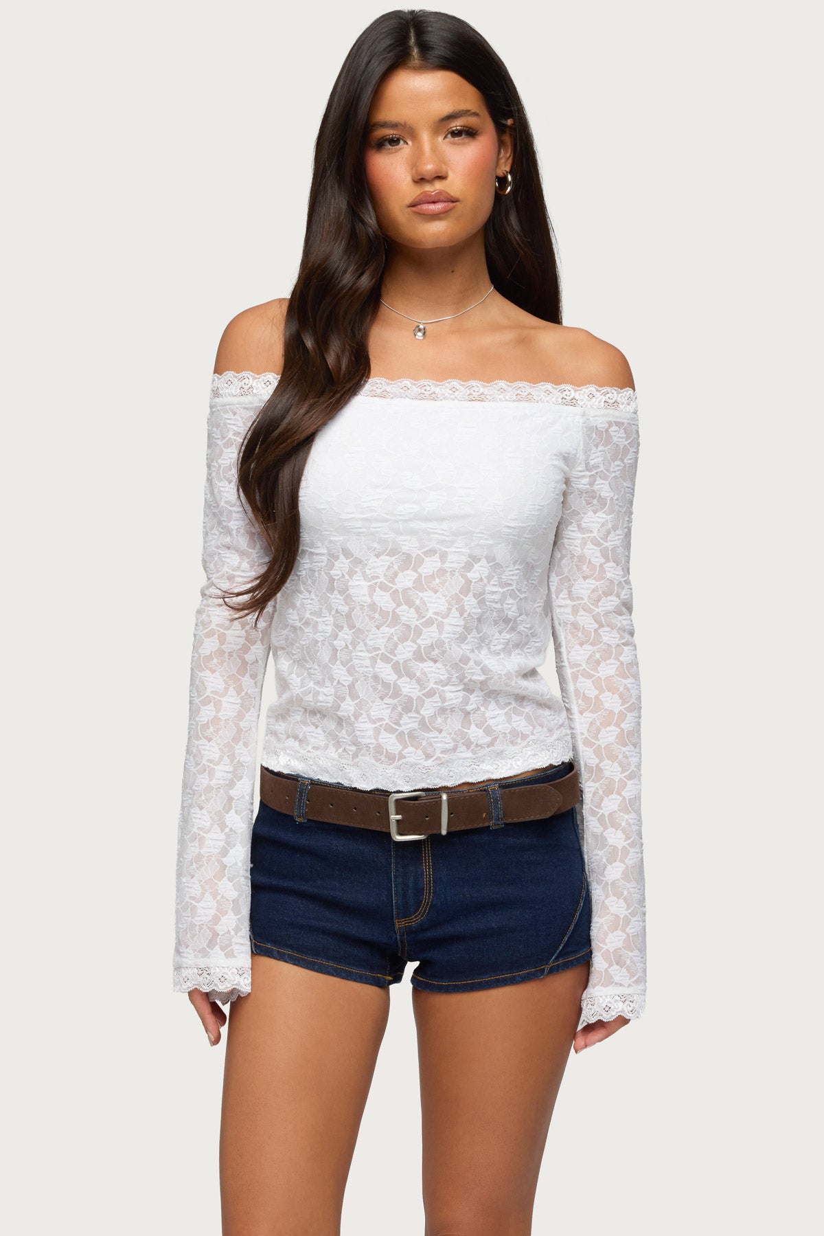 Built In Bra Off Shoulder Lace Top-Milans Time