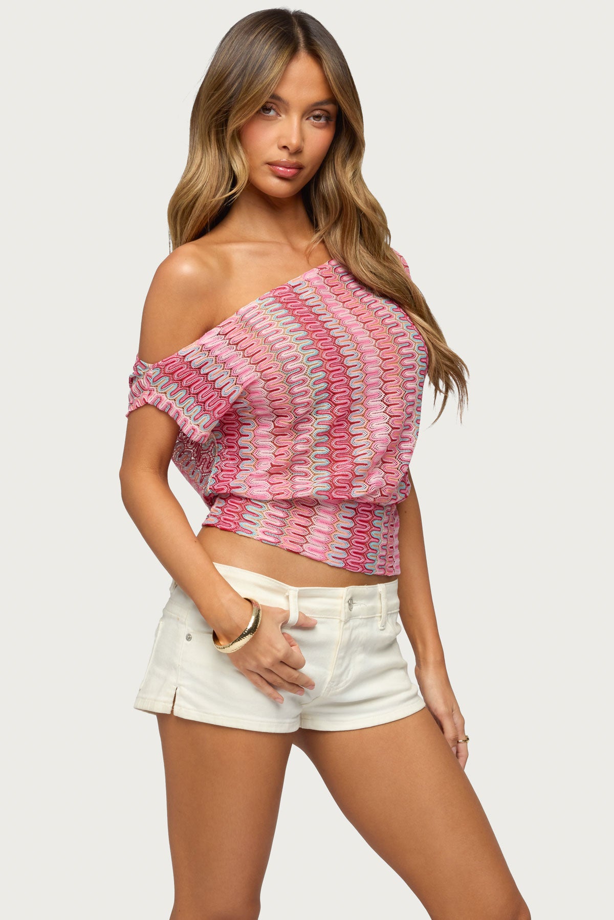 Taniya Off Shoulder Zigzag Knit Top-Milans Time