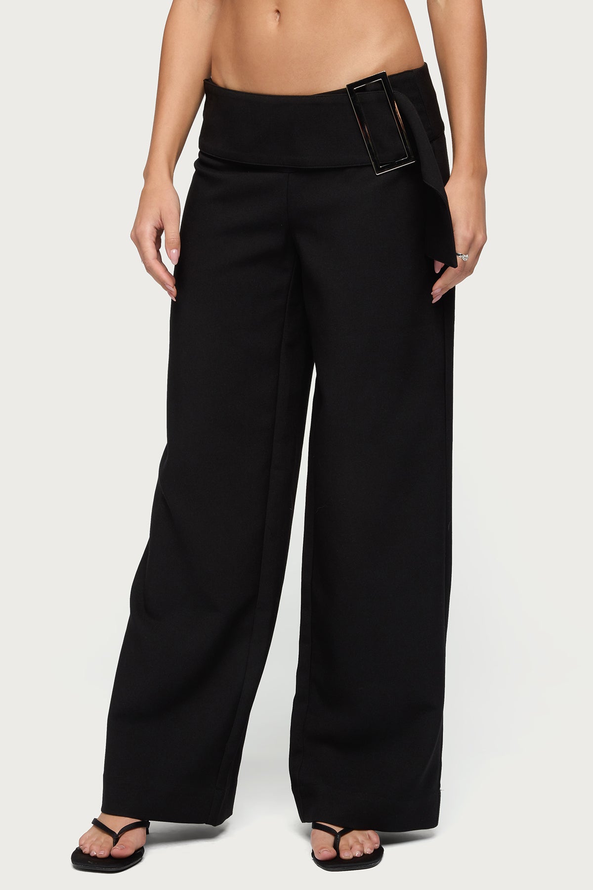 Cerise Buckle Low Rise Baggy Pants-Milans Time