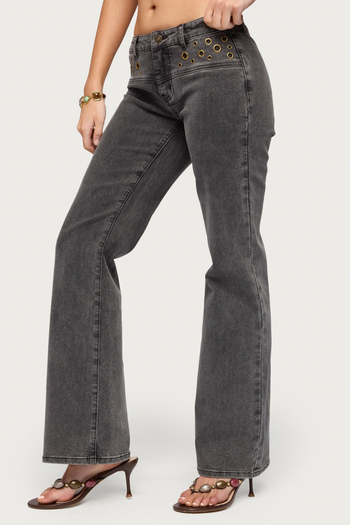 Grommet Mid Rise Straight Leg Jeans-Milans Time