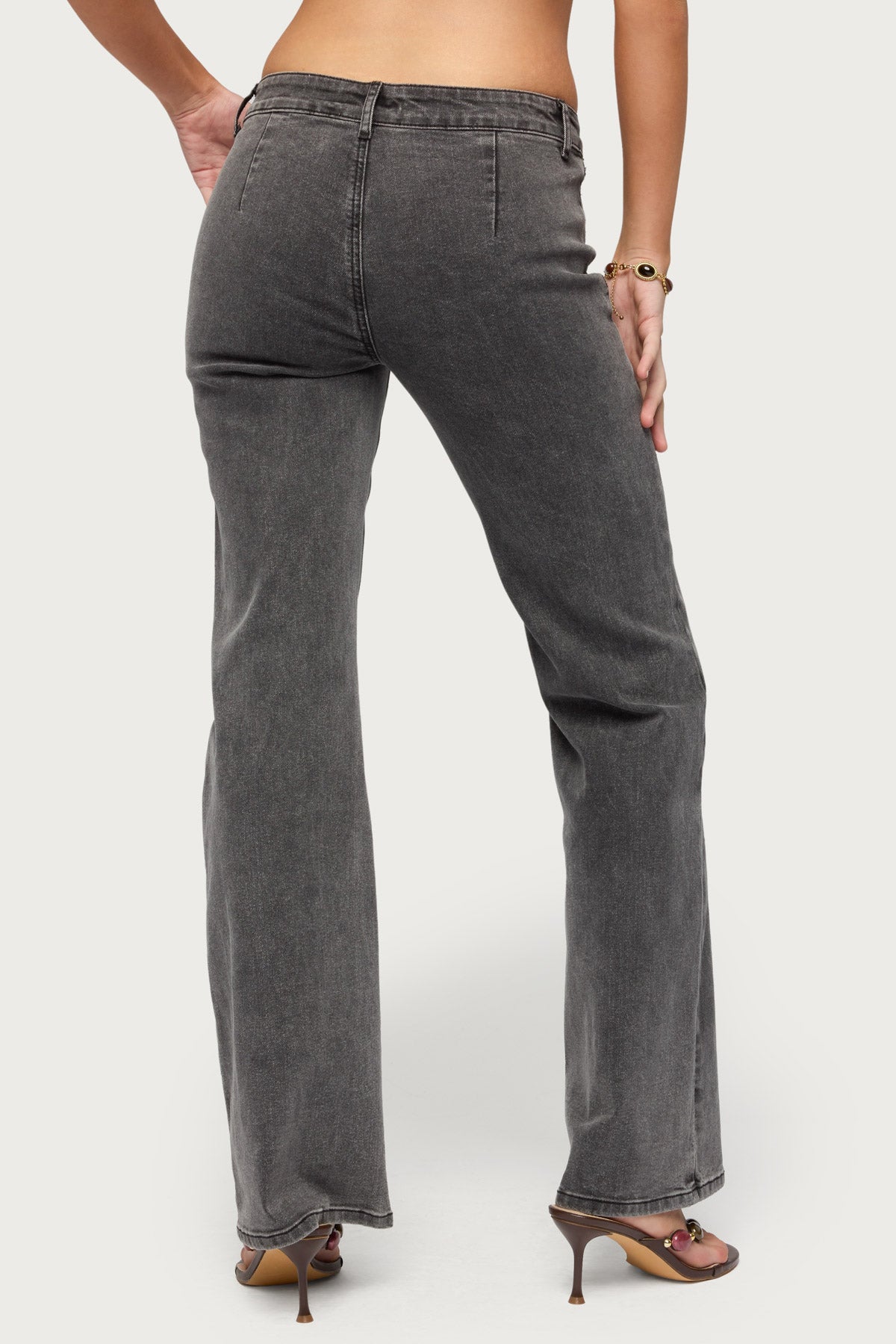 Grommet Mid Rise Straight Leg Jeans-Milans Time