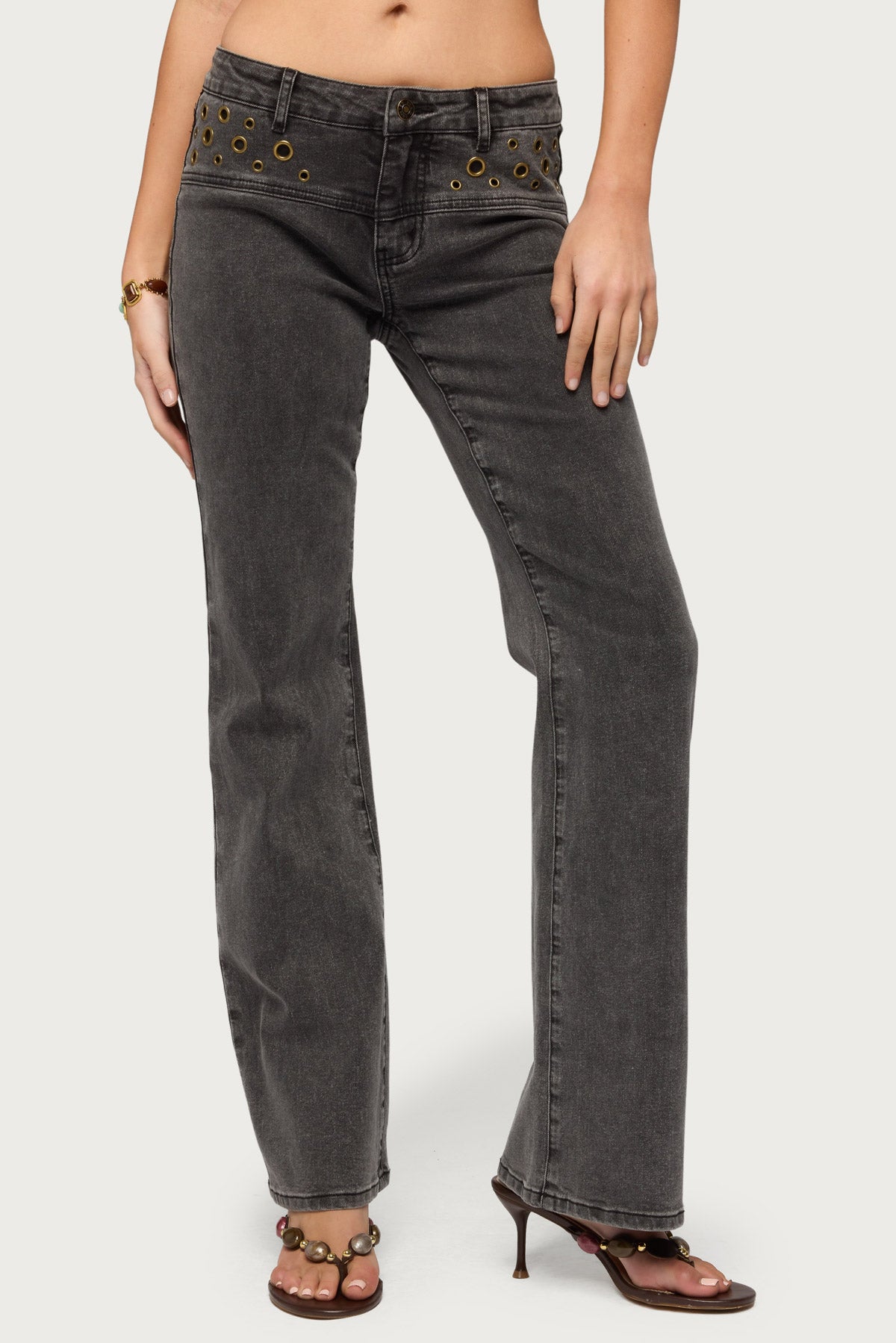 Grommet Mid Rise Straight Leg Jeans-Milans Time