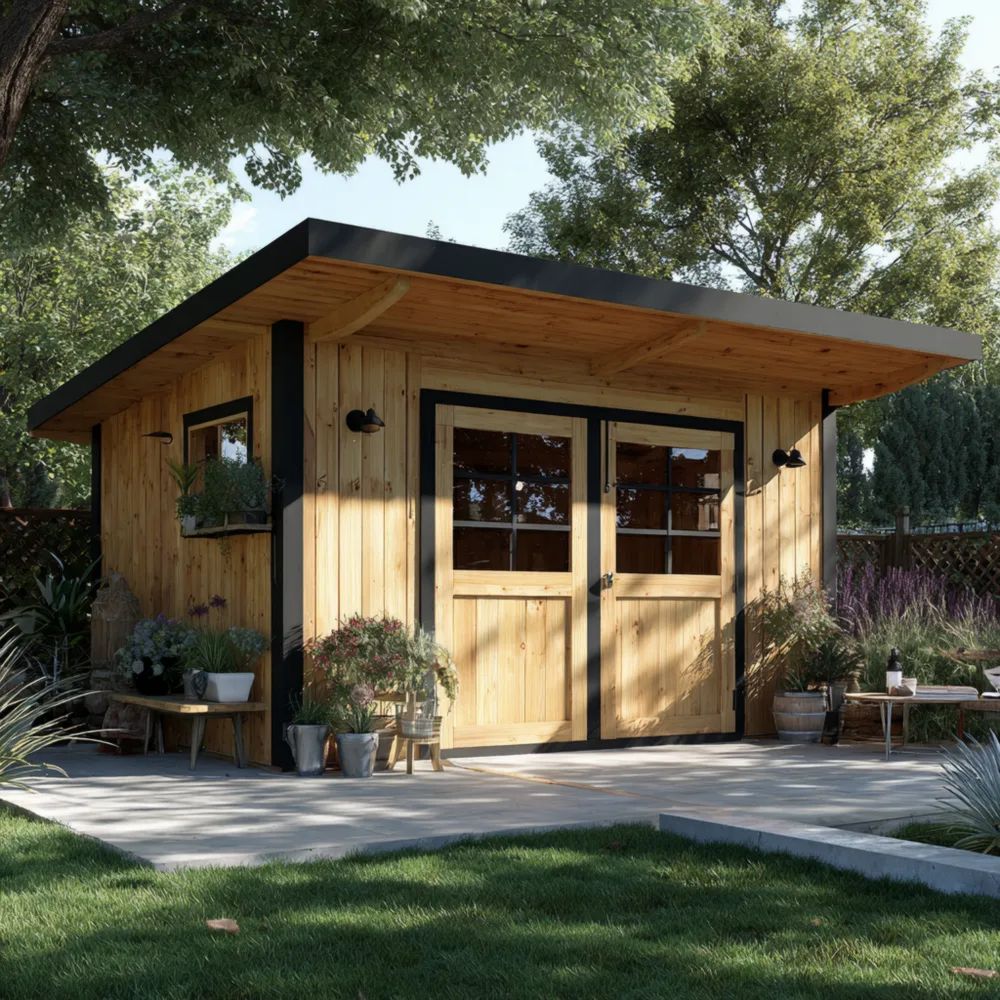 Gartengeräteschuppen Holz 300x250x240 cm - Naturfarbe - Modernes Design