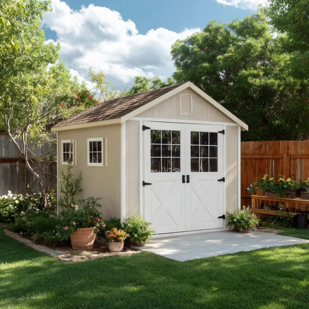 Gartenschuppen Holz 250x300x230 cm - Beige/Weiß - Klassisches Design