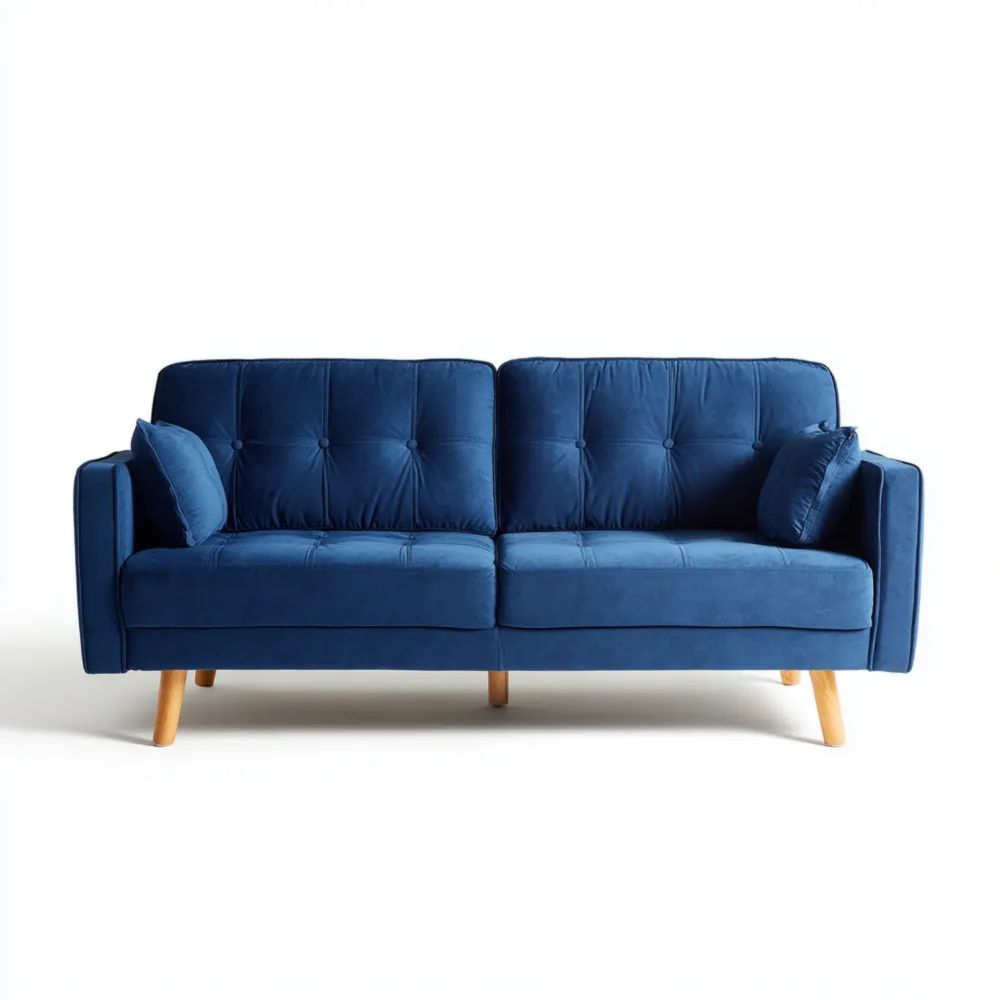 2-Sitzer Sofa Samt 180x85x80 cm - Dunkelblau - Skandinavisches Design