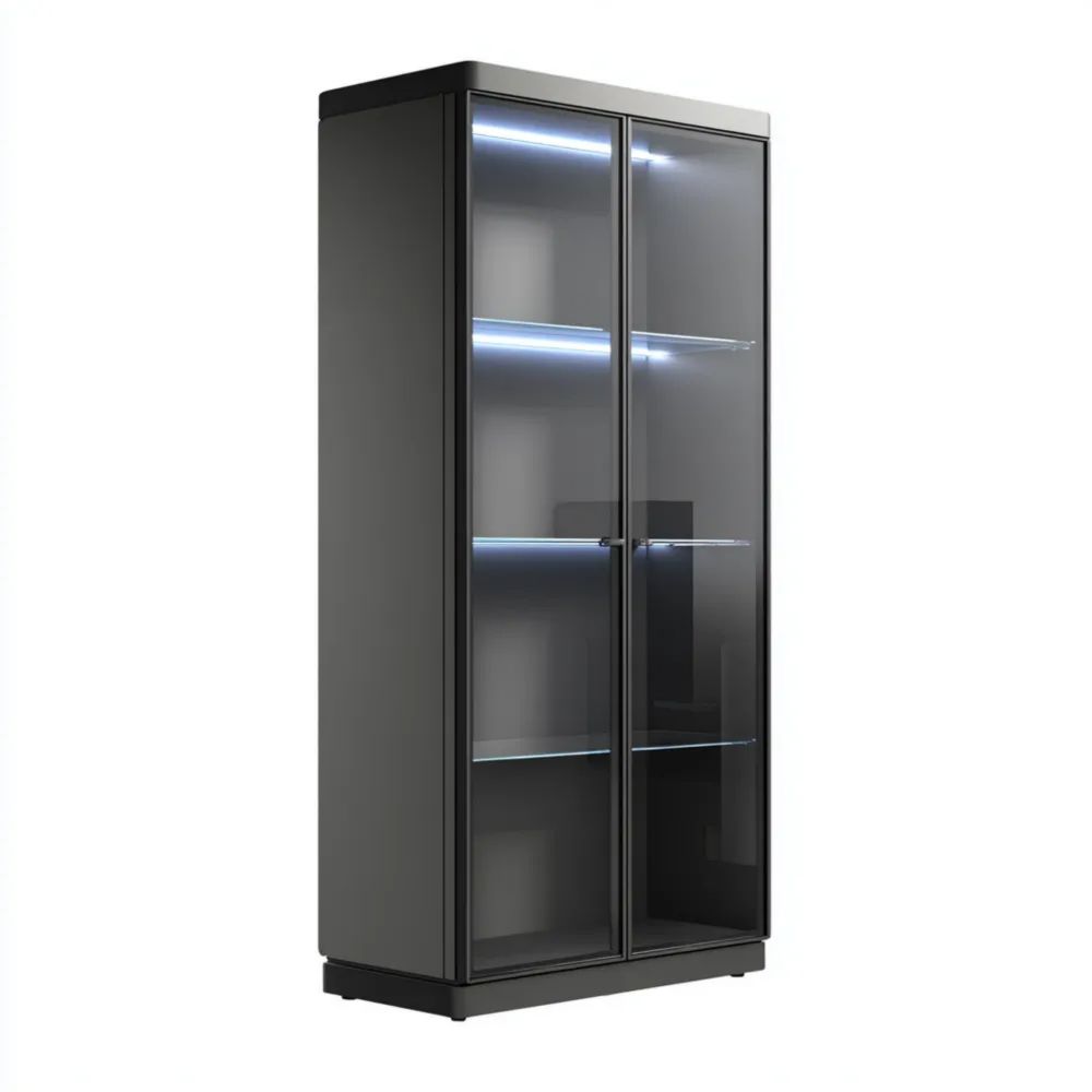 Vitrine 180x80x40 cm - Modernes Design mit LED-Beleuchtung in Schwarz