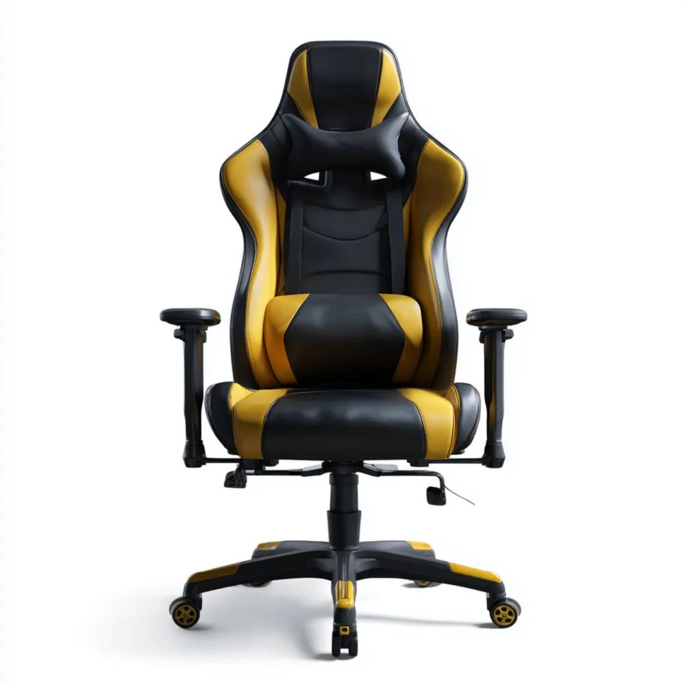 Ergonomischer Gaming Stuhl 50x52x120-130 cm Kunstleder Gelb/Schwarz Verstellbare Armlehnen