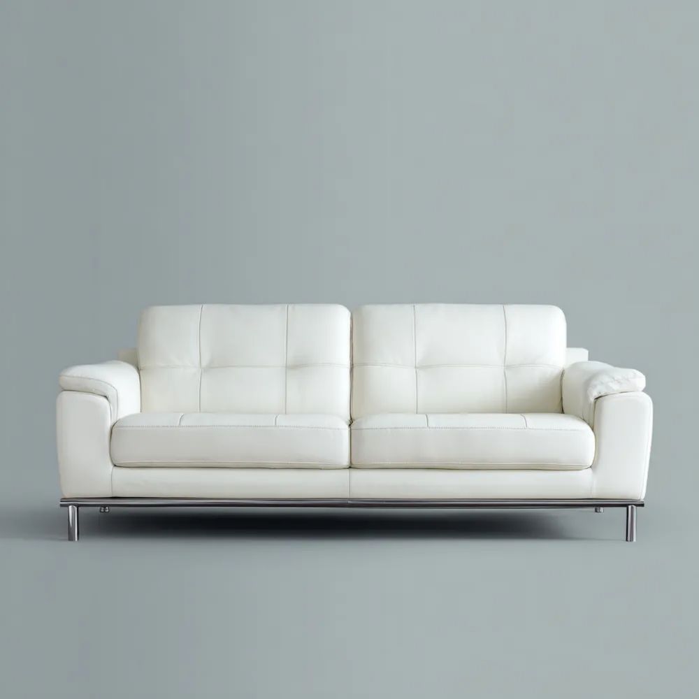2-Sitzer-Sofa Leder 200x90x80 cm - Cremeweiß - Modernes Design