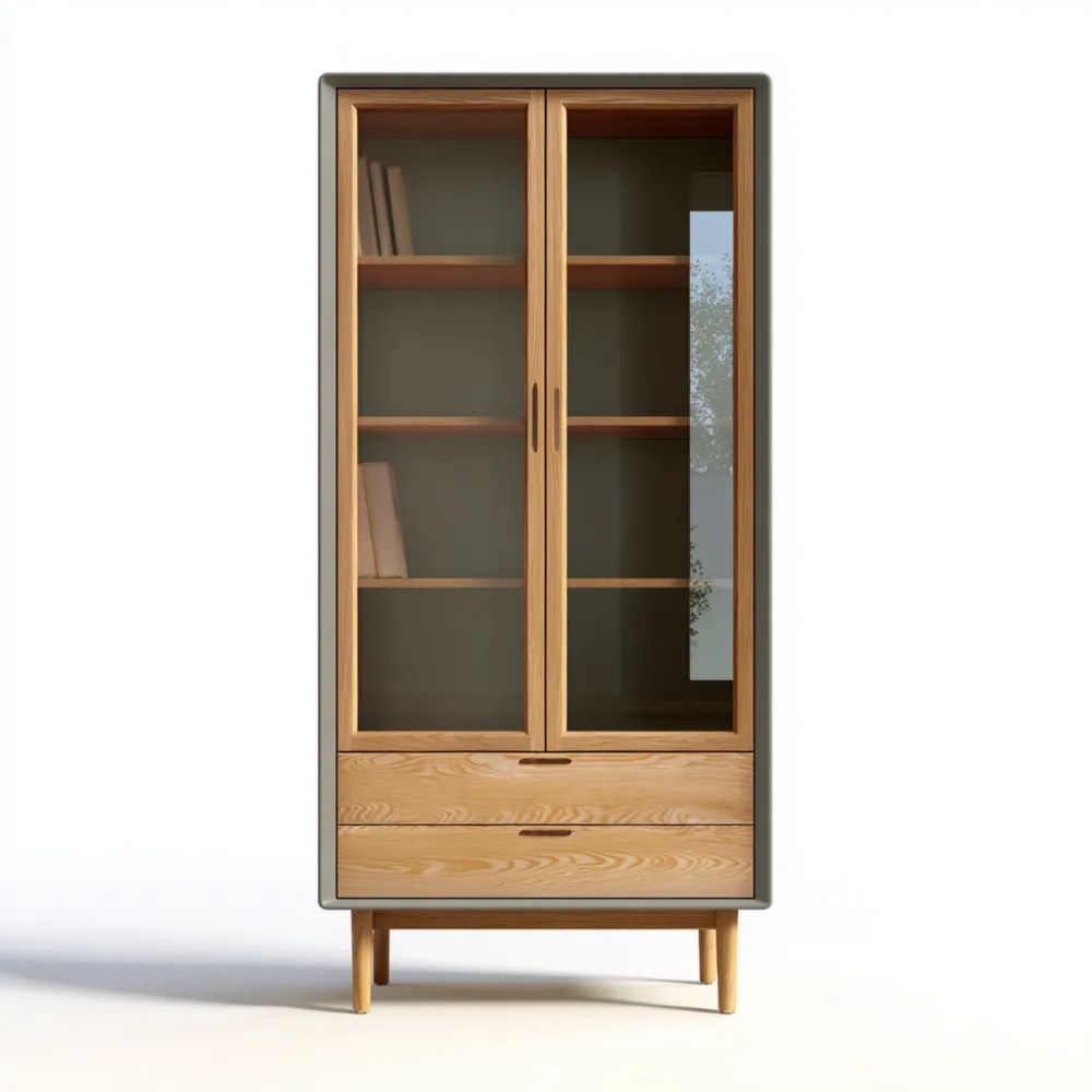 Vitrine Holz 180x80x40 cm - Natur/Glas - Moderner Stil