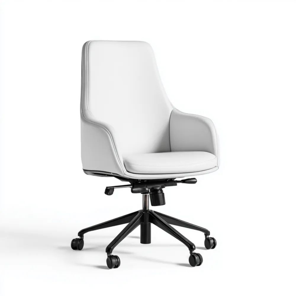 Bürostuhl Kunstleder Weiß Verstellbar – Modernes Design (50x50x90-100 cm)