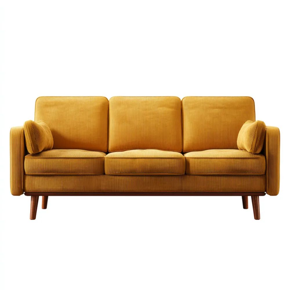3-Sitzer-Sofa Cord 200x85x90 cm - Gelb - Skandinavisches Design