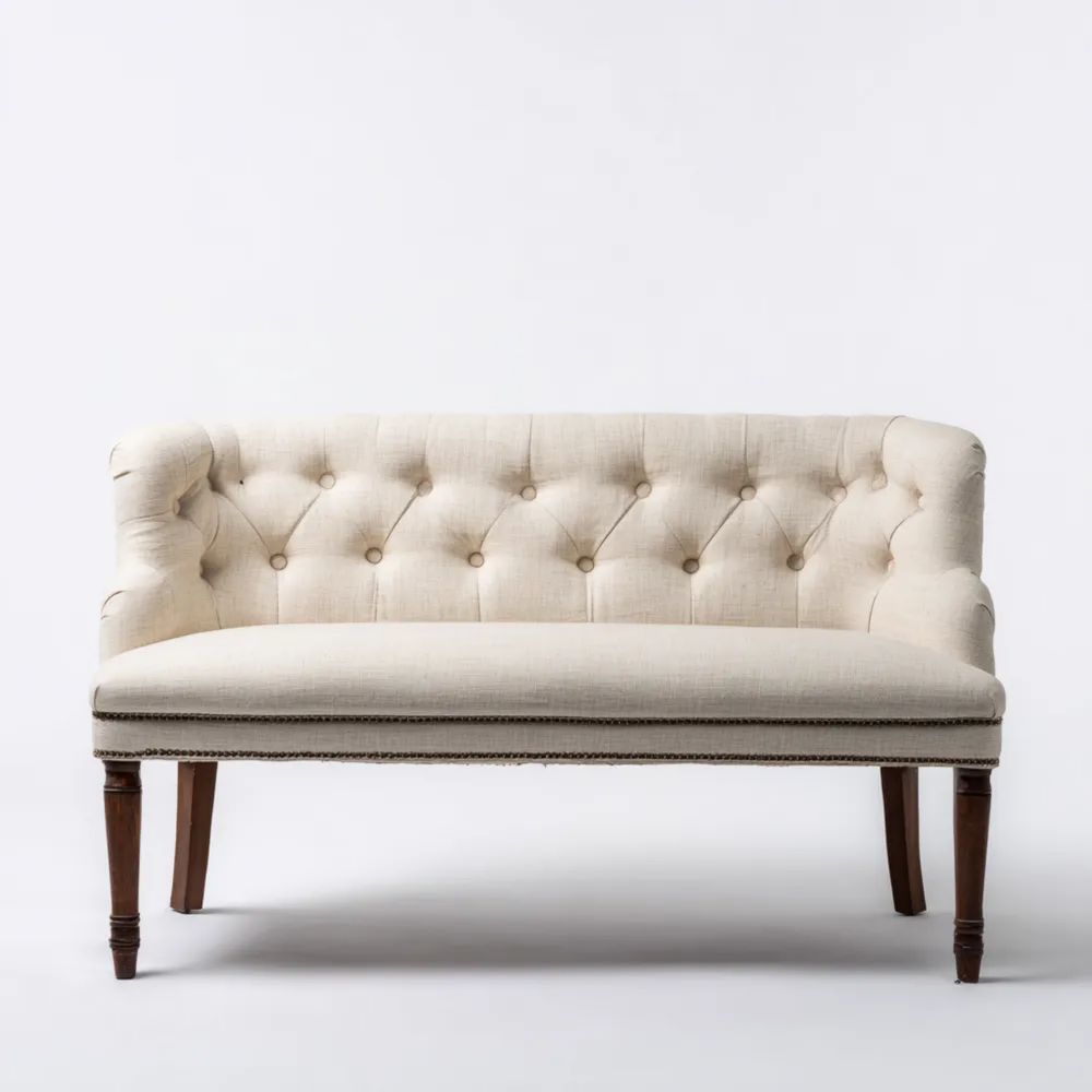 2-Sitzer-Sofa Leinenpolsterung 120x75x80 cm - Creme - Klassiker