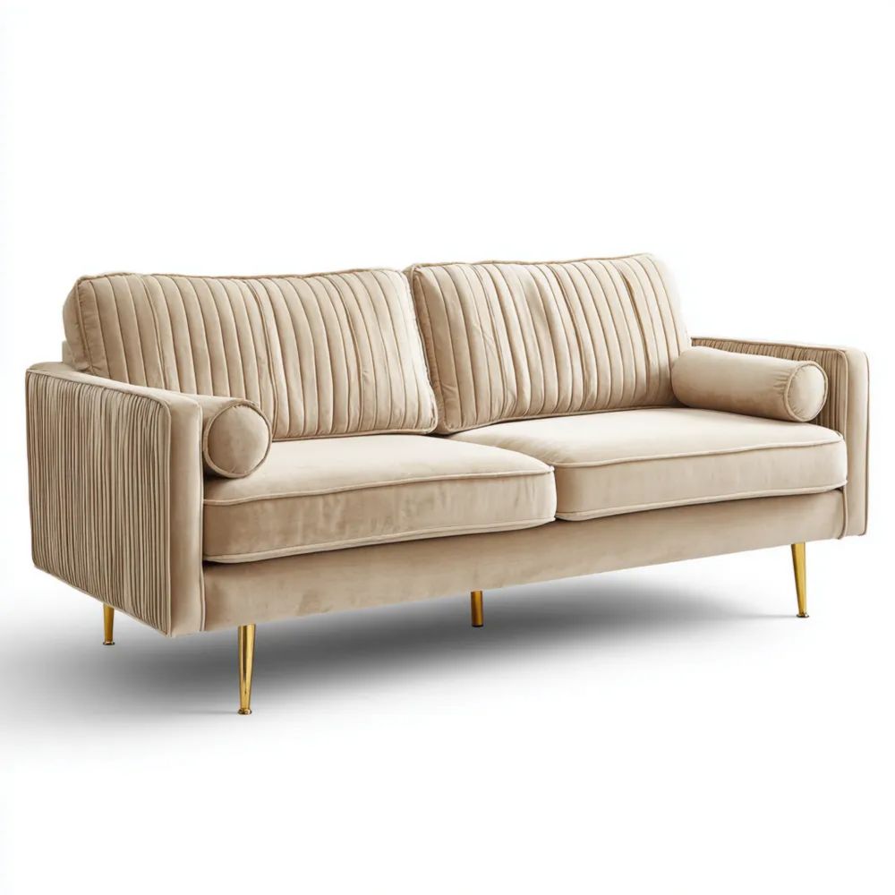 2-Sitzer-Sofa Samt 160x85x75 cm - Beige - Moderner Stil