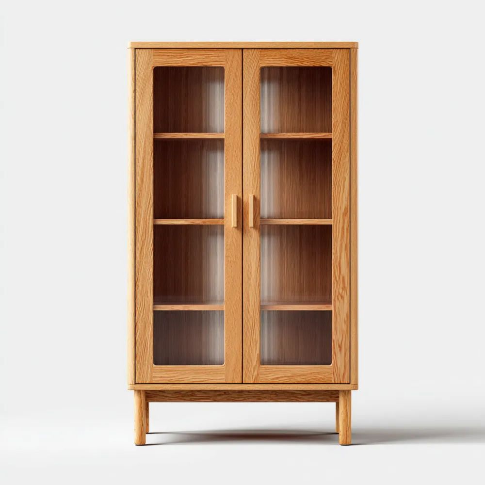 Vitrinen Eichenholz 80x40x180 cm - Natur - Moderner Stil