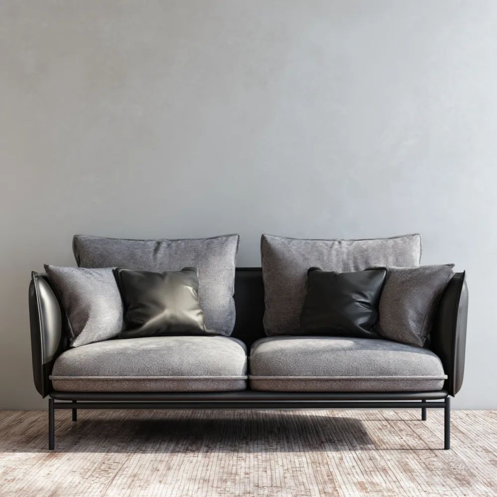 2-Sitzer-Sofa Stoff 140x80x85 cm – Dunkelgrau/Schwarz – Modernes Design