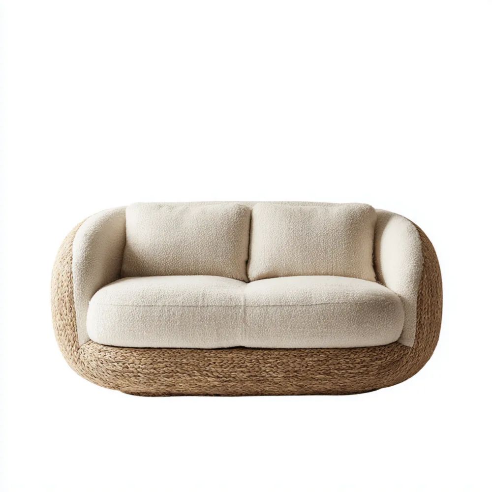 2-Sitzer Sofa Stoff 172x90x85 cm - Creme/Natur - Modernes Design