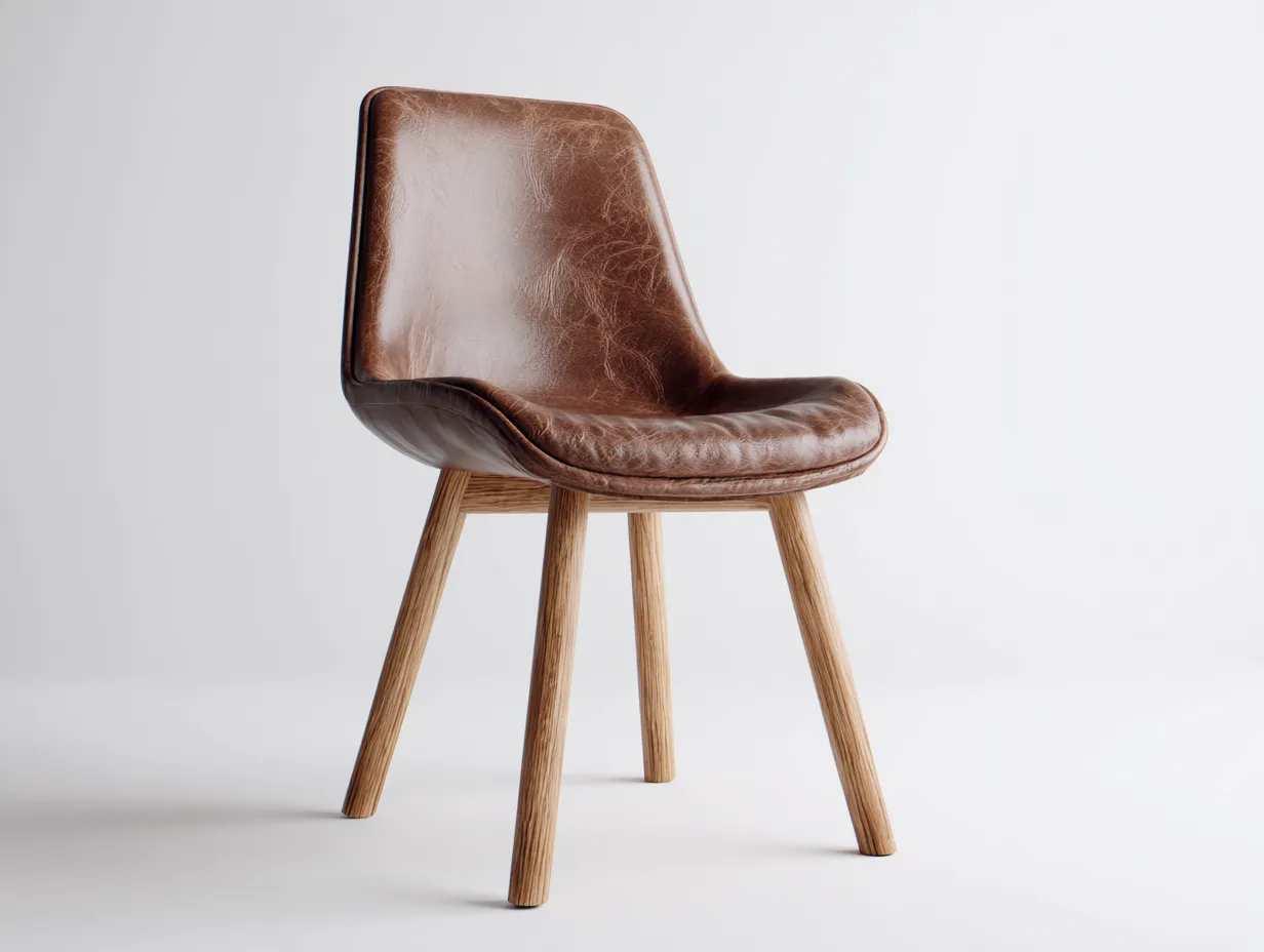 Sedia da pranzo - pelle-legno - 54x50x80 cm - Marrone - design moderno-Roomupio