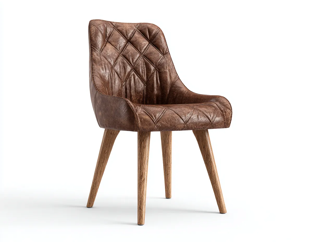 Sedia da pranzo - pelle-legno - 55x52x81 cm - Marrone - design moderno-Roomupio