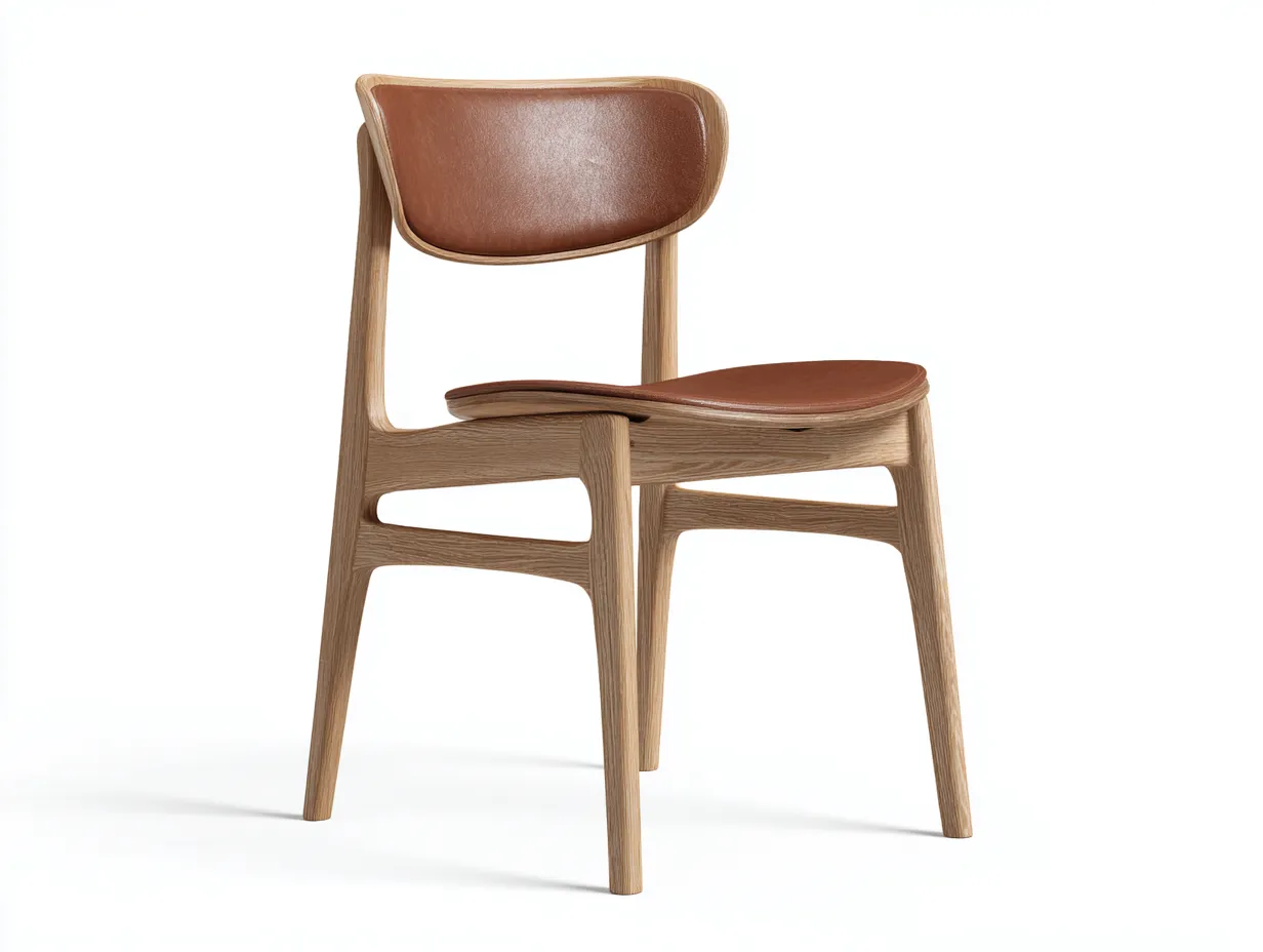 Sedia da pranzo - pelle-legno - 55x52x78 cm - Marrone - design moderno-Roomupio