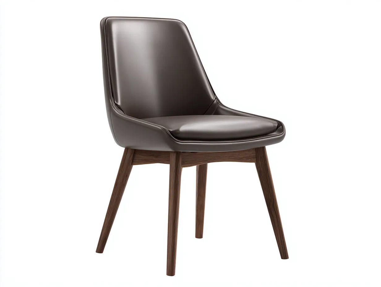 Sedia da pranzo - pelle-legno - 53x50x81 cm - Marrone scuro - design moderno-Roomupio