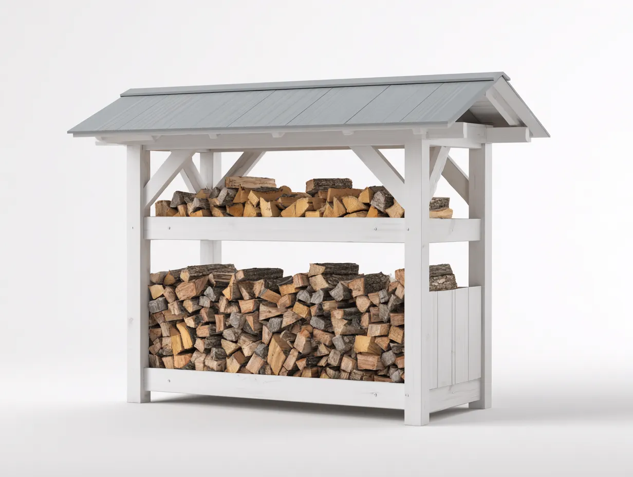 Portalegna - Legno - 190x62x195 cm - Bianco-Grigio - Design moderno-Roomupio