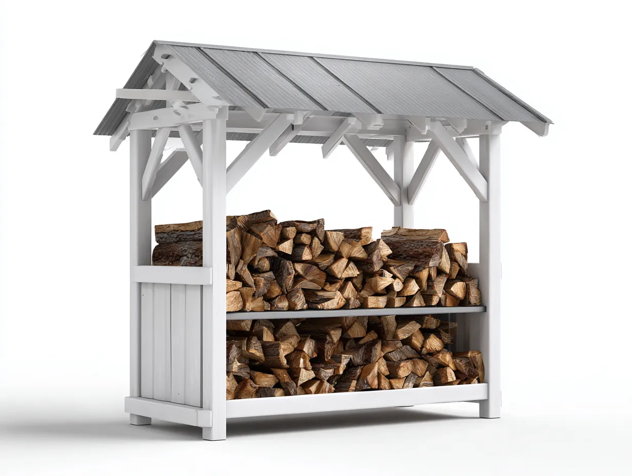 Portalegna - Legno - 175x58x185 cm - Bianco-Grigio - Design moderno-Roomupio