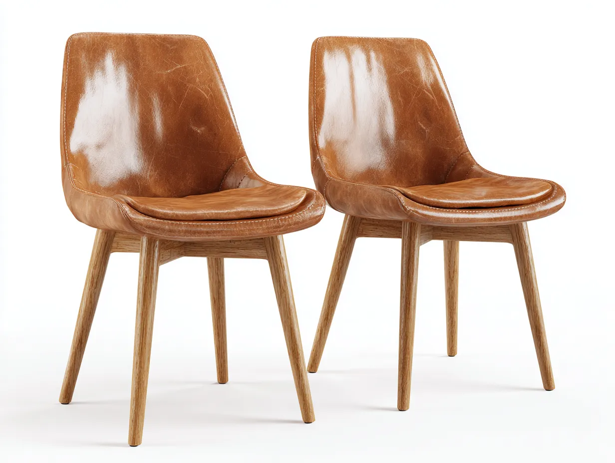 Sedia da pranzo - pelle-legno - 55x50x80 cm - Marrone - design moderno-Roomupio