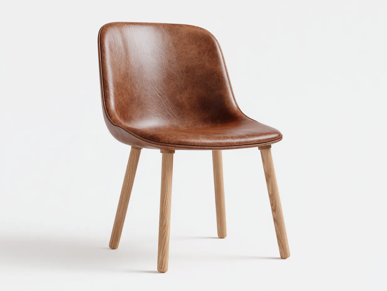 Sedia da pranzo - pelle-legno - 53x50x79 cm - Marrone - design moderno-Roomupio