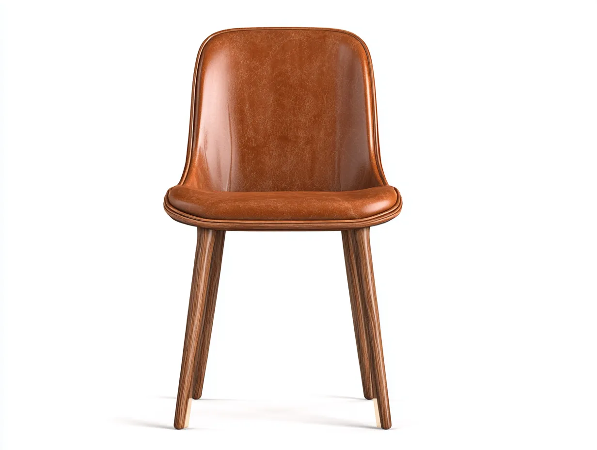 Sedia da pranzo - pelle-legno - 52x49x80 cm - Marrone - design moderno-Roomupio