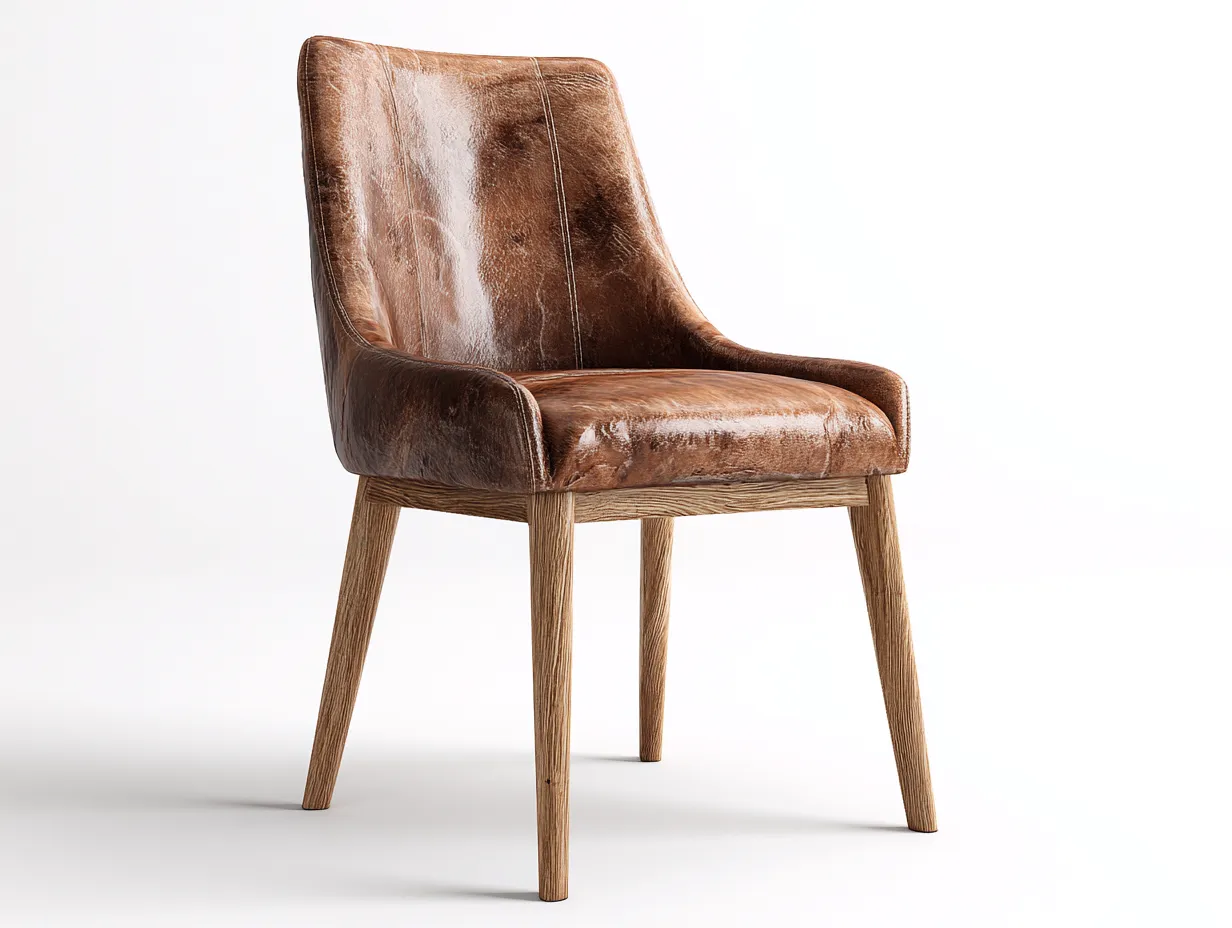 Sedia da pranzo - pelle-legno - 56x52x82 cm - Marrone - design moderno-Roomupio