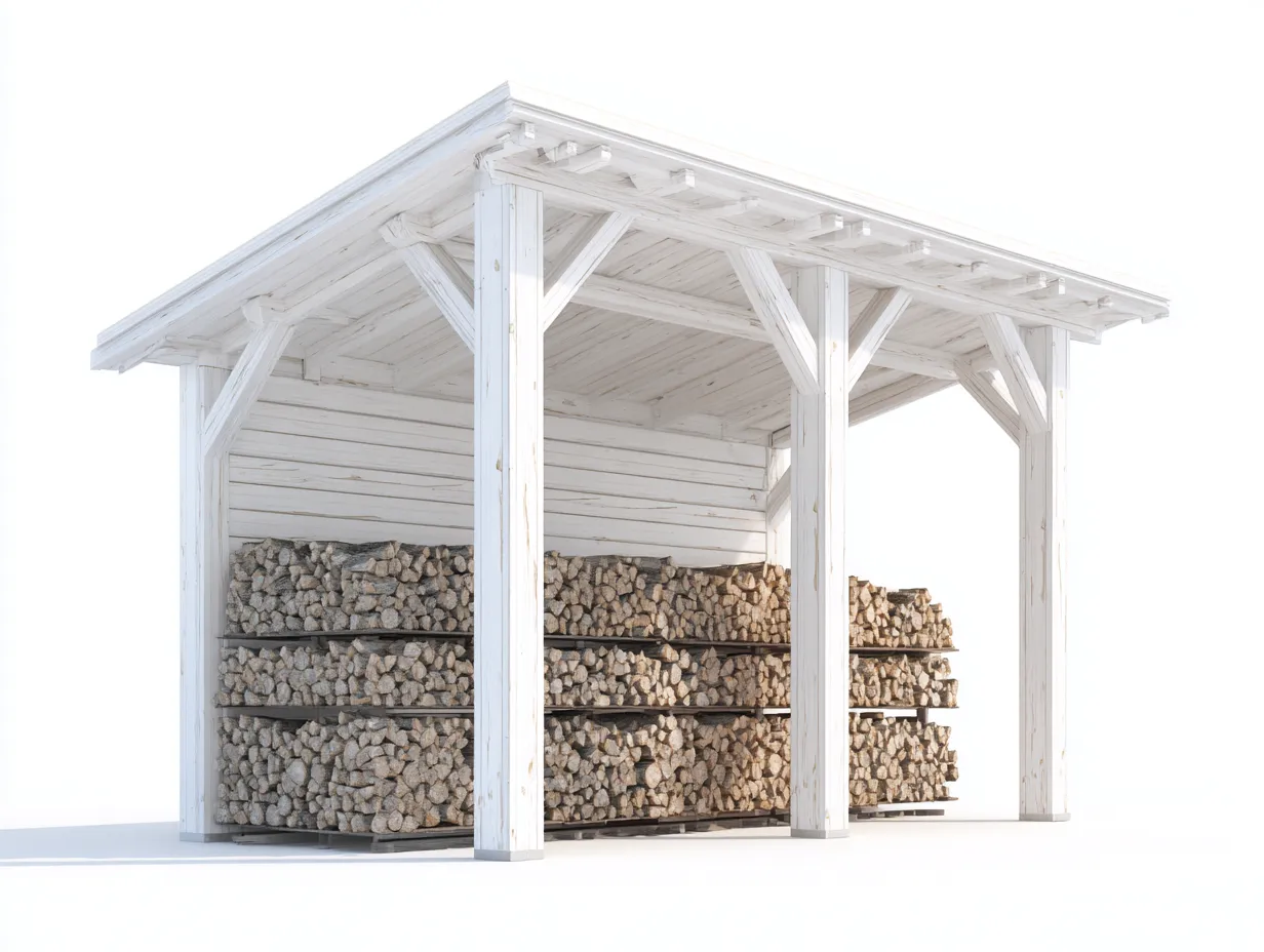 Portalegna - Legno - 240x80x220 cm - Bianco - Design rustico-Roomupio