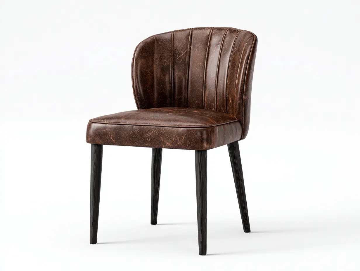 Sedia da pranzo - pelle-legno - 51x48x77 cm - Marrone - design moderno-Roomupio